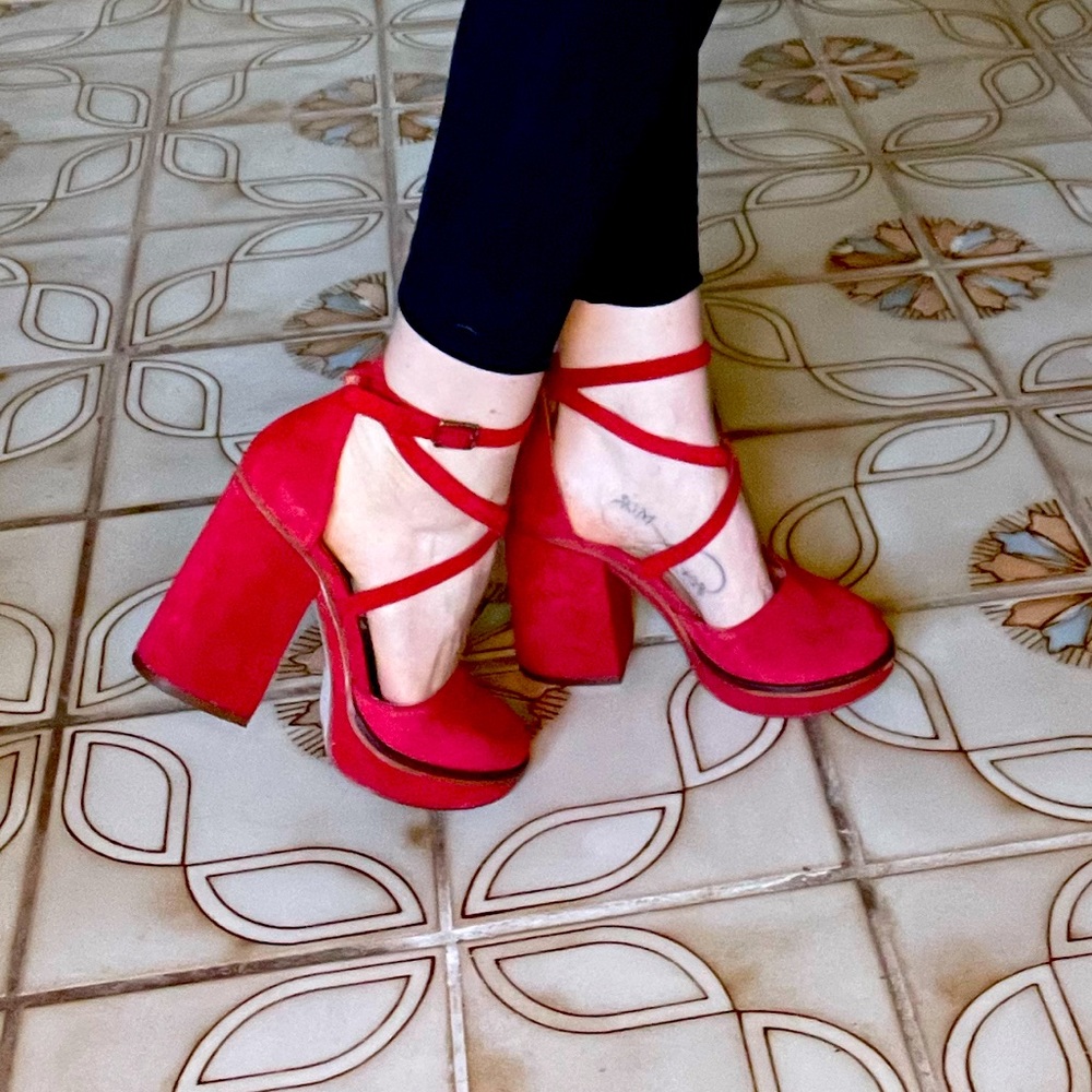 Free People RED Remi Platform heels 👠